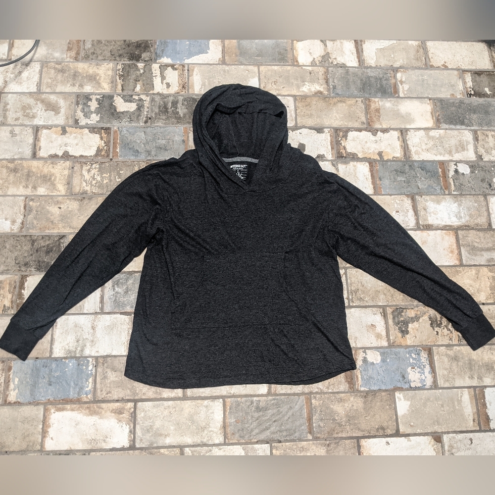Bottoms Out Large Dark Gray Pullover Lightweight Hooded Top